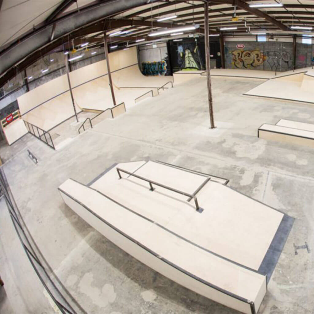 top-down view of rad skatepark at foundy street