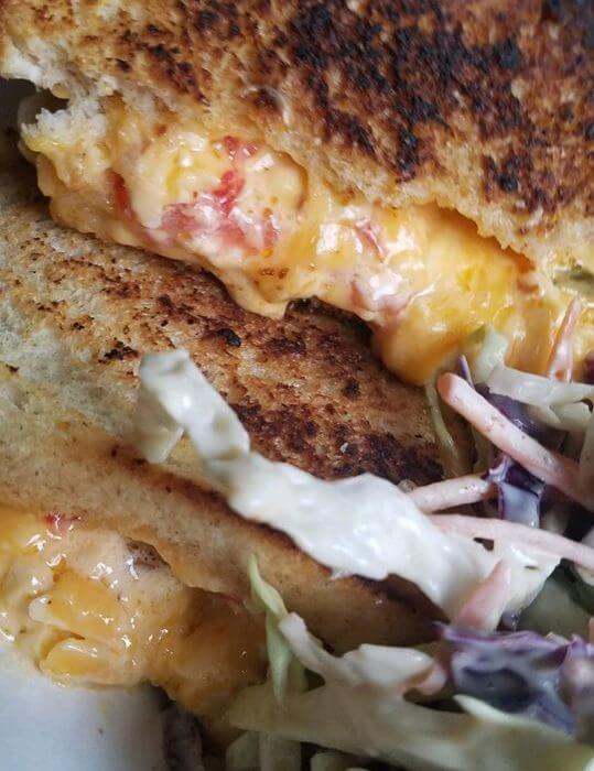close up of grilled cheese sandwich