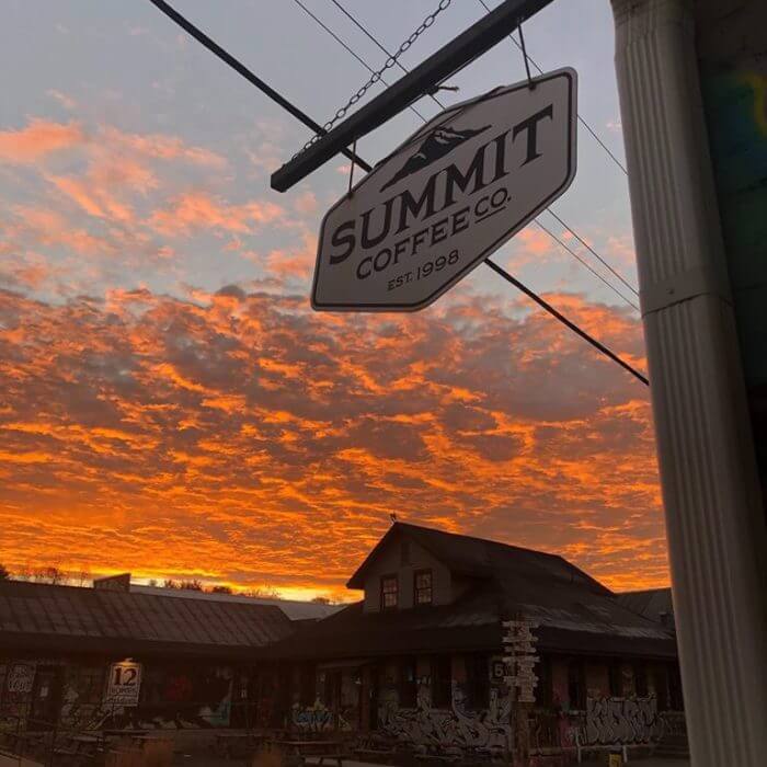 summit coffee co sign at sunset in asehville nc